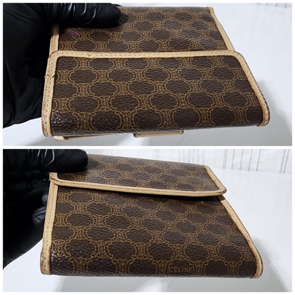 Authentic Celine Macadam Compact Wallet Beige/Brown - Picture 8 of 13